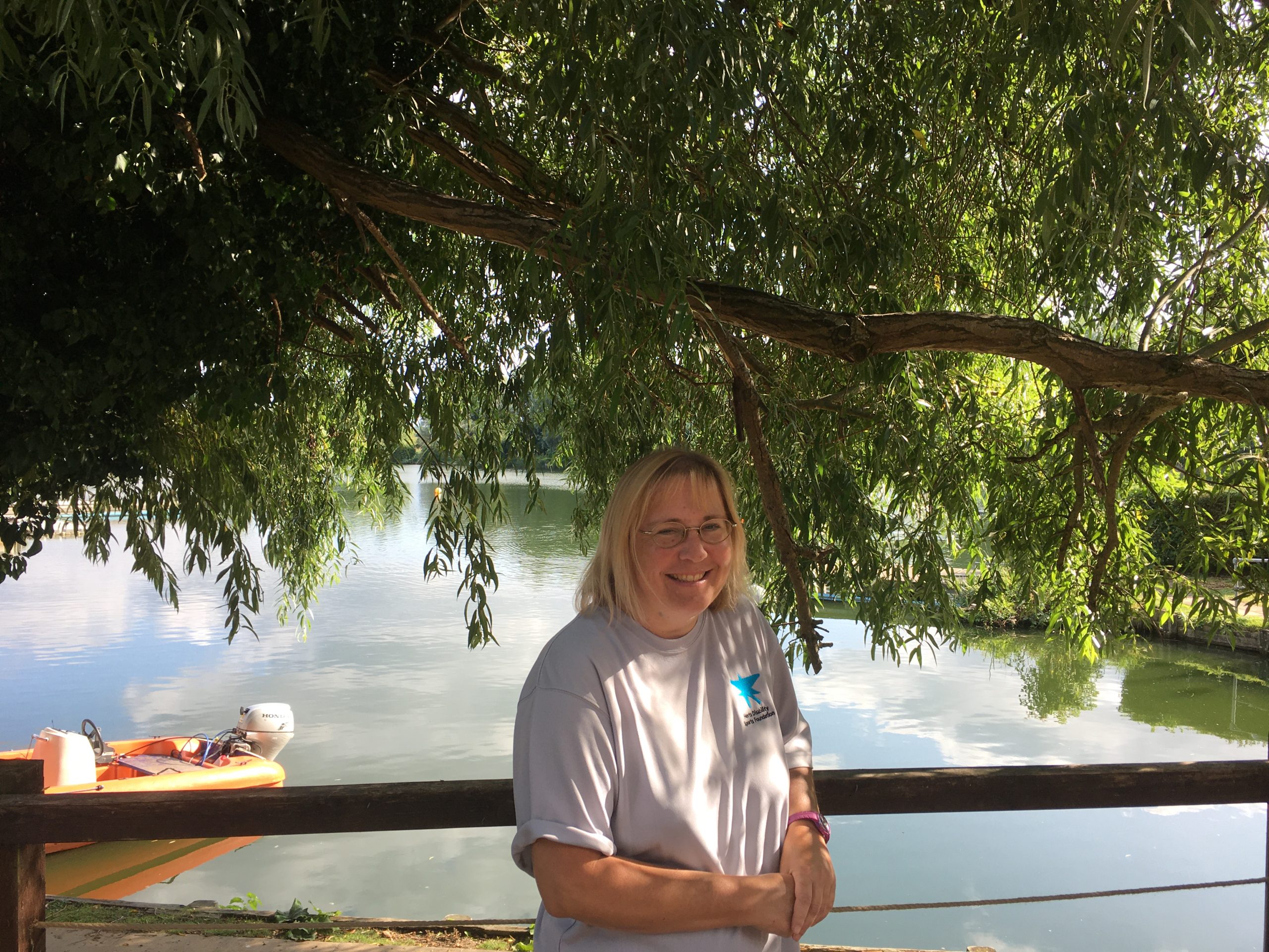 Volunteer Karen by the lake