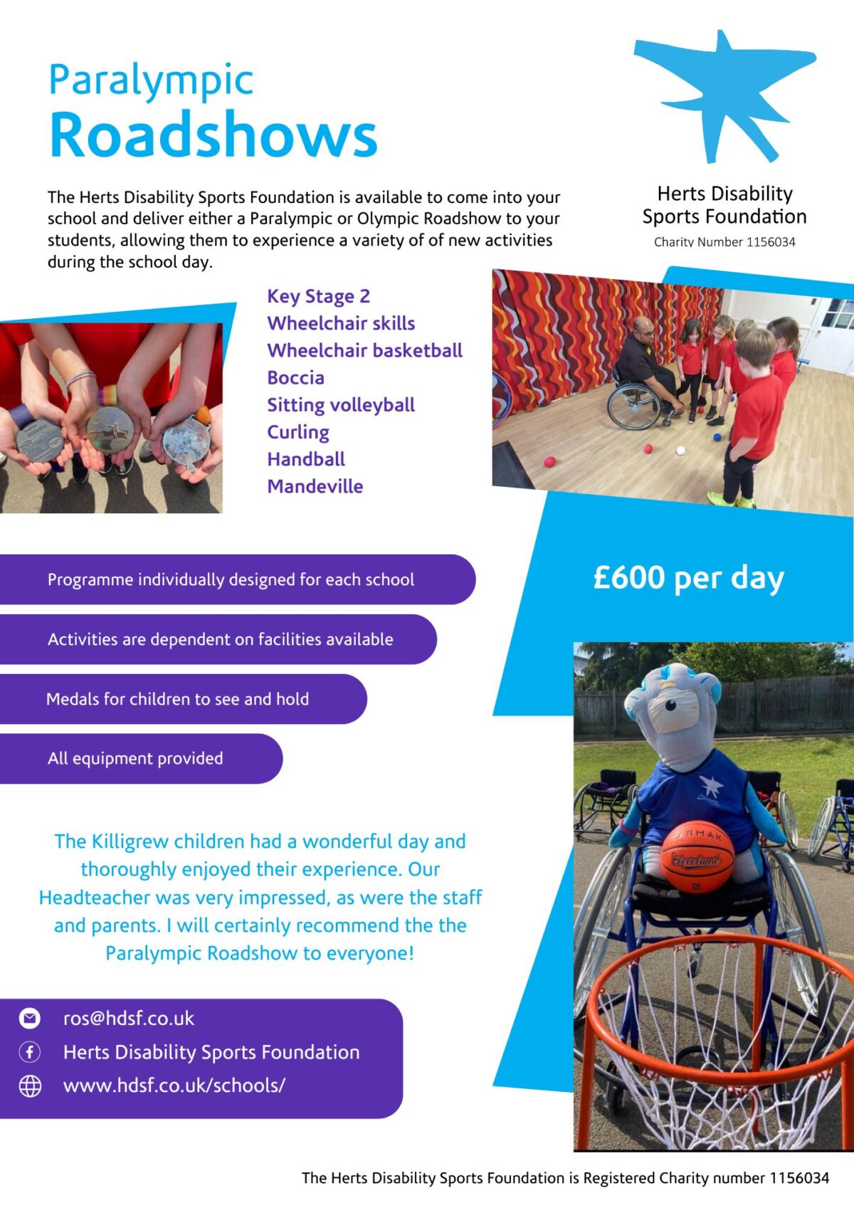 Leaflet with Paralympic Roadshow information